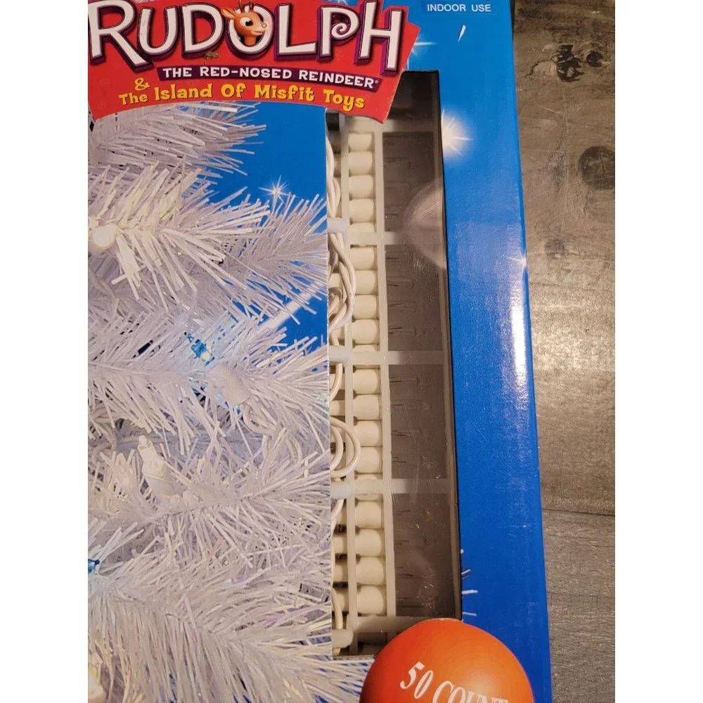 Rudolph the Red-Nosed Reindeer 50 count light set blue white 2002